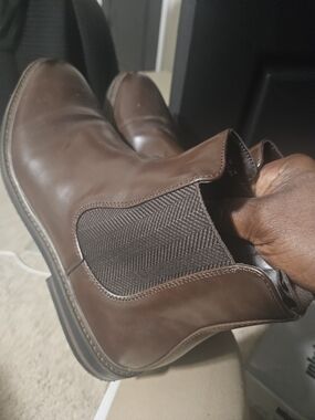 Unlisted Brown Leather Chelsea Boots with Elastic Panels